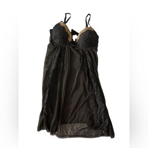 Black Lingerie Babydoll Lace Mesh Y2K Sz Small